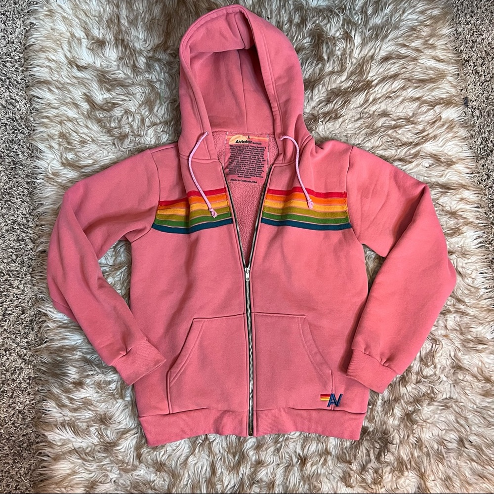 In great condition 🌈Aviator Nation pink rainbow hoodie size L